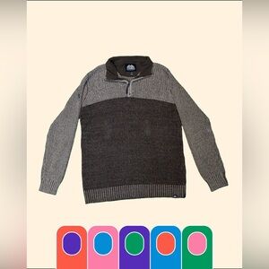 Men's Two-Tone Brown Zip-Up Knit Sweater